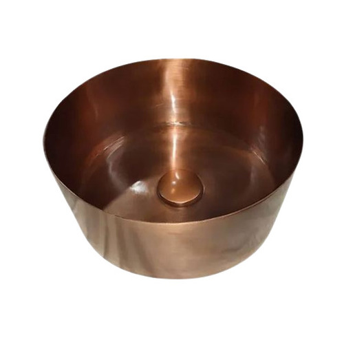 300Mm Round Copper Sink - Color: Golden