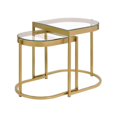 Z R Exports Elegant Style Ring Shaped With Mirror Top Iron Nesting Tables