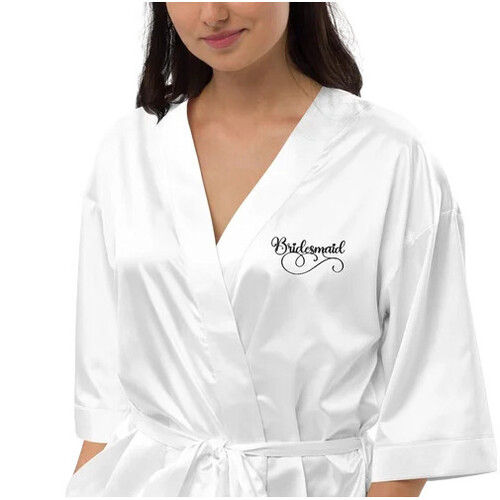 Ladies Calf Length Plain Satin Night Robe