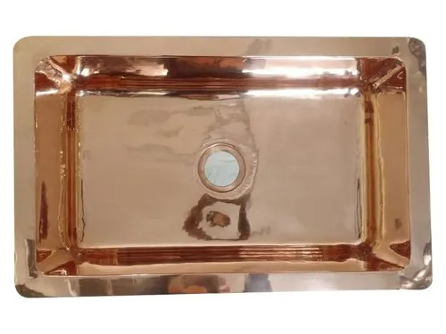 Copper Table Top Sink - 16 x 12 x 6 Inches, Golden and Brown Color | Easy to Install, Corrosion Resistant, Designed for Bathroom Use