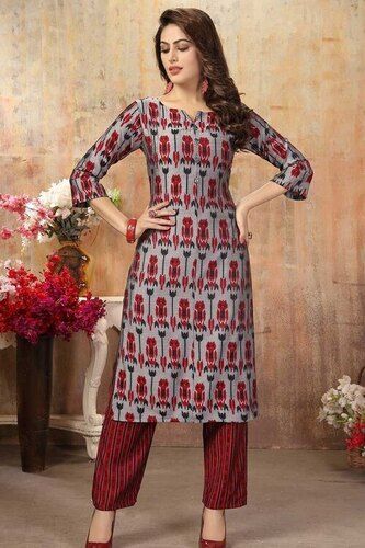 Ladies Printed Cotton 3/4th Sleeves Casual Kurti