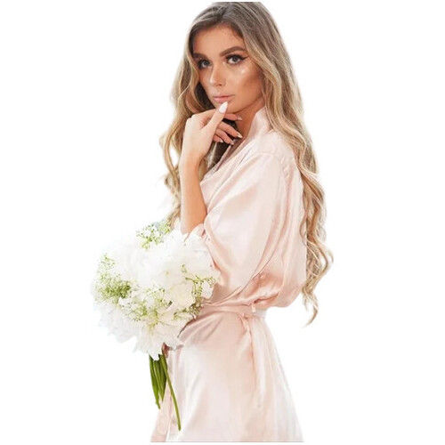 Plain Satin Bridal Robe for Women