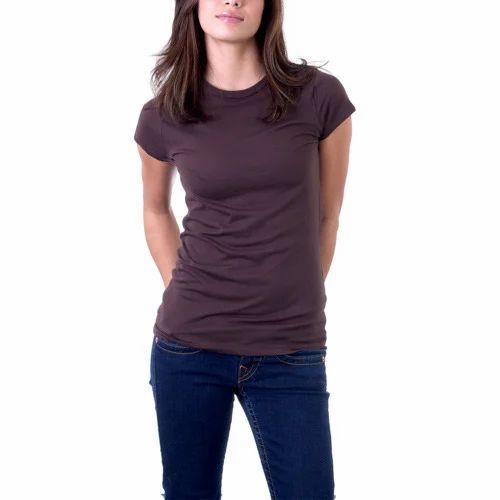 Casual Wear Plain Half Sleeve Ladies T-Shirts Size: Extra Large