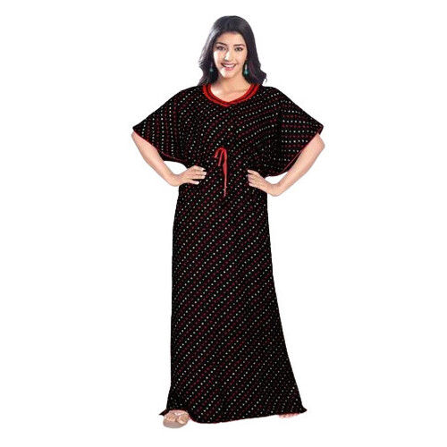 Ladies Printed O Neck Kaftan Nighty