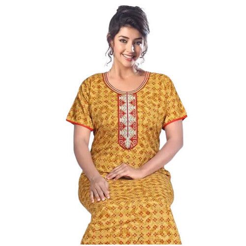 Ladies Printed Round Neck Cotton Nighty