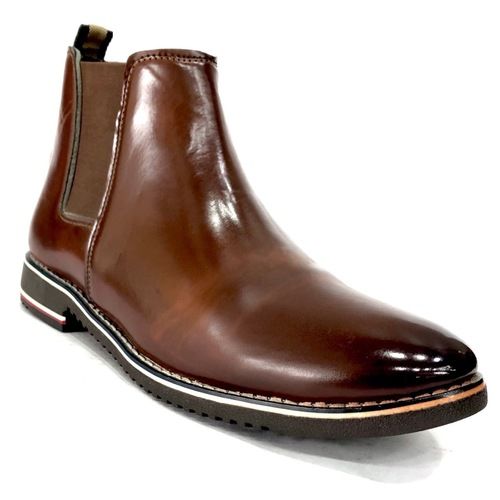 Premium Look Brown Chelsea Chain Boots