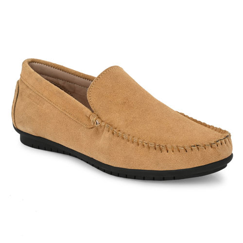 Comfortable Tan Loafer Shoes Genuine Suede Leather