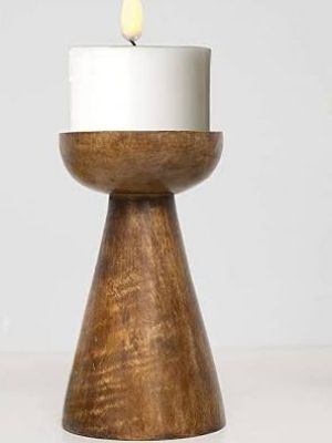 Polishing Eco Friendly Round Wooden Candle Stands