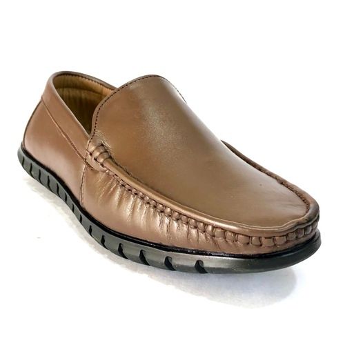 Brown Plain Leather Loafer Durable Ultra Comfortable Rubber Sole