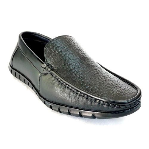 Ultra Comfortable Rubber Sole Black Leather Loafer