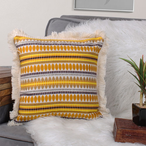 Woven Cushion Cover with Lace 