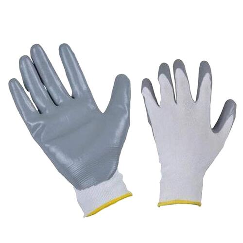 Comfortable Fit Full Finger Plain Nitrile Dipped Gloves For Safety Purpose