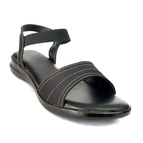 Ladies Black Flat Ankle Strap Sandal