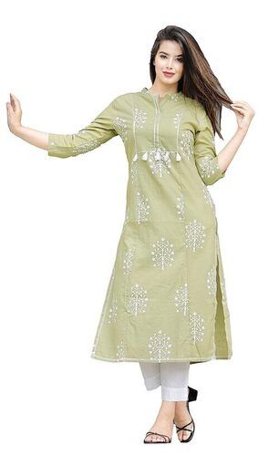 Washable Ladies Full Sleeves Plain Cotton Kurti