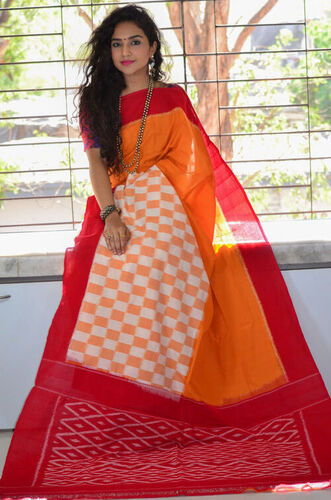Pure Mercerised Cotton Double Ikat Pochampally Saree at Best Price in ...