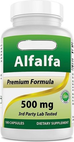 Natural Food Supplement Alfalfa Capsules - Organic Vegetarian Formula | Bone and Joint Support, Pain Relief, Immunity Boost, Blood Purification, FSSAI Compliant