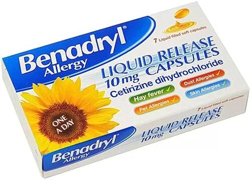 Benadryl Allergy Cetirizine 10mg Liquid Release 7 Capsules