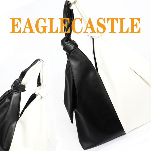 Pu Black And White Fashion Knotted Bag