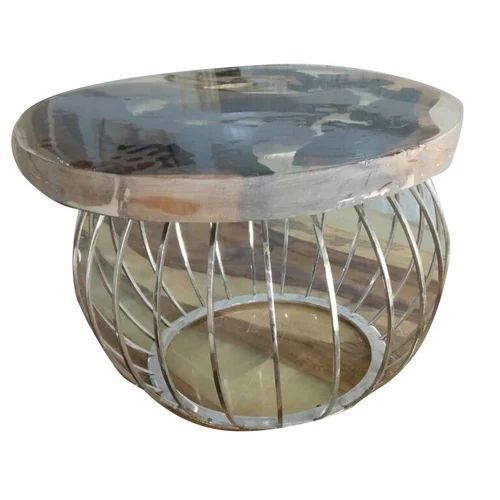 Unique Design And Shiny Looks Round Marble Top Side Table