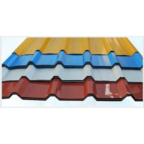 Colour Coated Roofing Sheet - Mild Steel, Rectangular Shape, Elegant Red/blue/green Finishing | Durable, Tamper Proof, Waterproof Quality