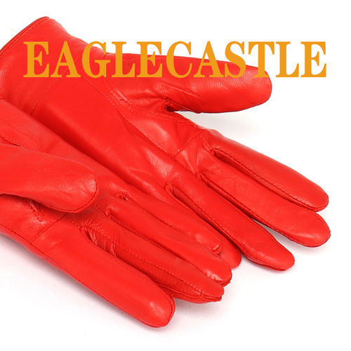 Red Winter Lady Sheepskin Gloves