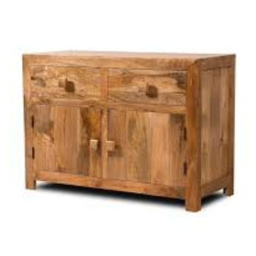 Wooden Rectangle Shaped Sideboard - Solid Mango Wood, 33x16x33 Inches, Brown | Timeless Design, Ample Storage, Premium Craftsmanship, Gold Craft Accents