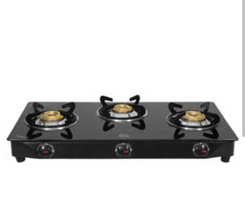 Black Glass Gas Stove With Three Burner For Kitchen