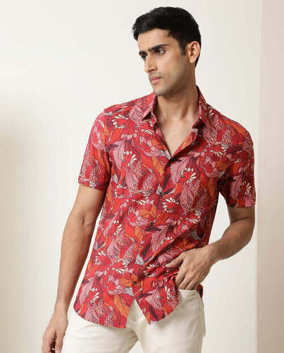 Multicolor Half Sleeve Printed Men Casual Shirt