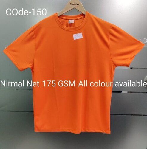 Plain Round Neck Mens T Shirts - Cotton, Customized Size, Orange Color | Comfortable, Washable, Casual Wear, Short Sleeves