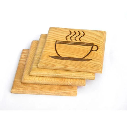 Square Natural Wooden Tea Coaster, For Restaurant