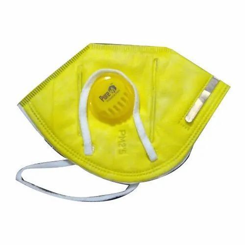 Cotton Face Mask - 6 Layers, Plain Yellow, Ear Loop | Adults, External Use, Made in India