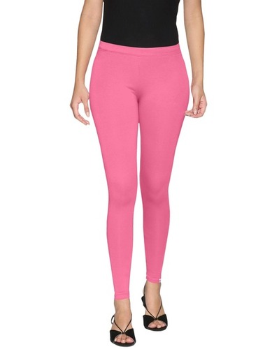 Comfortable Casual Plain Bottom Wear Women Leggings - Cotton Blend, Customized Size, Pink Color | Washable, All Season, Modern Style, Plain Pattern