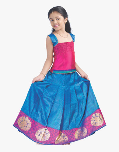 Traditional Pattu Pavadai Lehenga Choli Set For Baby Girls