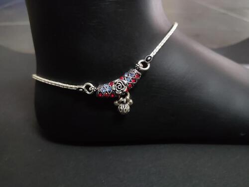 Party Wear Ladies Silver Anklets