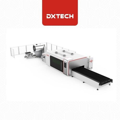 White 1500W Automatic Decoiling And Leveling Coil Fiber Laser Cutting Machine