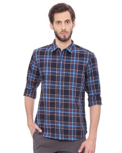 Breathable Casual Wear Regular Fit Full Sleeve Cotton Mens Check Shirts