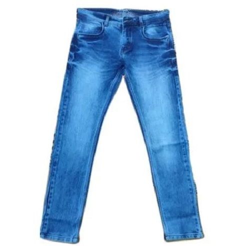 Casual Wear Regular Fit Plain Dyed Breathable Blue Denim Straight Jeans For Men