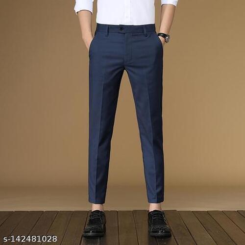 Buy Men Navy Textured Carrot Fit Formal Trousers Online - 666318 | Peter  England