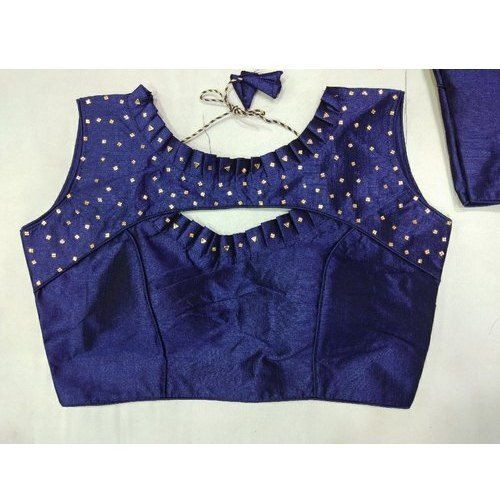 Comfortable And Washable Plain Blue Cotton Blouses