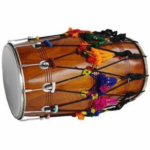 Natural Wooden Punjabi Bhangra Dhol For Musical Function