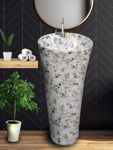 Table Top Marble Pedestal Wash Basin For Home And Hotel