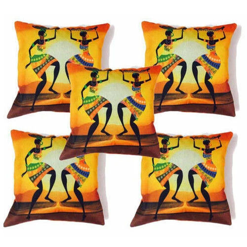 Yellow Printed Cushion Cover