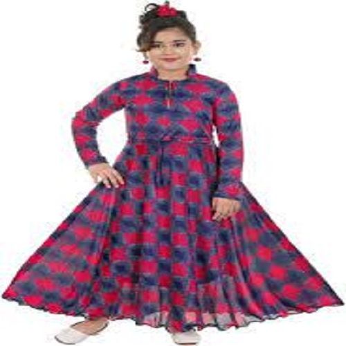 Girls Casual Floor Length Printed Cotton Frocks