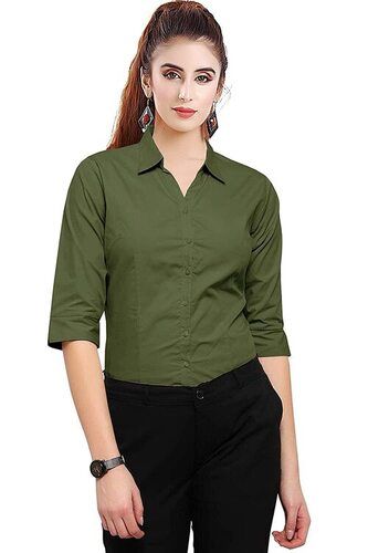 Formal Wear Regular Fit Half Sleeve Breathable Plain Women Shirts