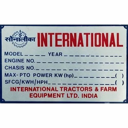 Rectangular Polished Corrosion Resistant Aluminium Tractor Anodized Nameplates