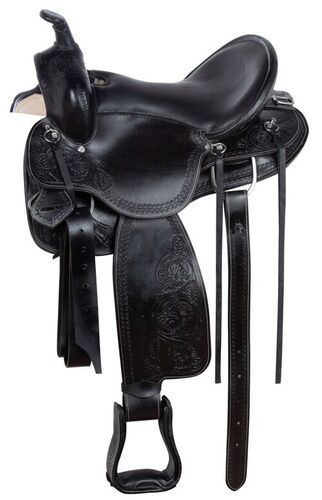 Weatherproof Glossy Embossing Plain Leather Western Horse Saddle