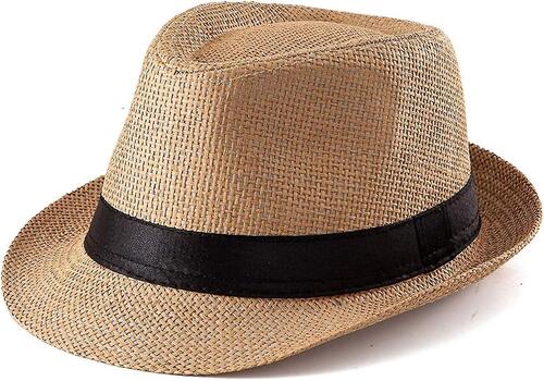 100% Natural Straw Fedora Hat For Mens