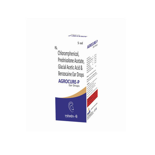 Agrocure-P Chlorramphenicol Prednisolone Acetate Glacial Acetic Acid Benzocain Ear Drops