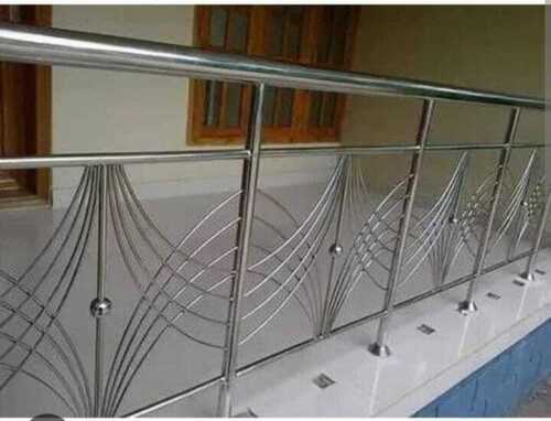 Metallic Grey Stainless Steel Wall Railing For Home