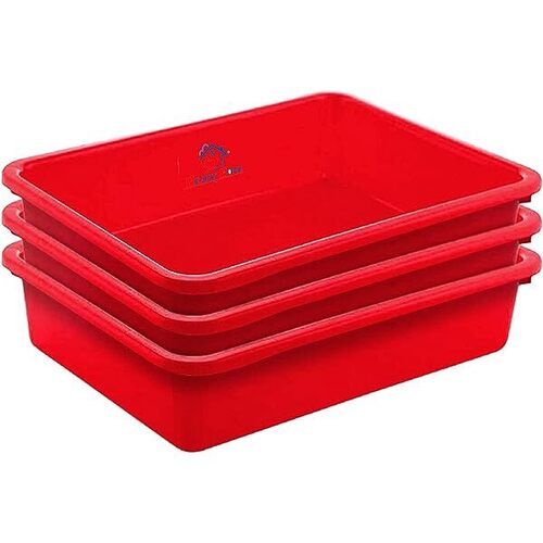 Red Plastic Rectangular Kitchen Serving Tray